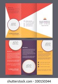 Colorful stylish front and back presentation of professional Business Trifold, Flyer, Banner or Template with space for your images.