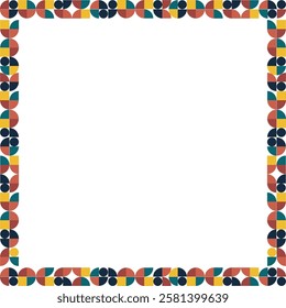 Colorful stylish geometric empty square frame. Vector frame for text. Modern Art baby shower graphic