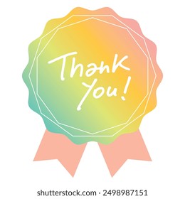 Colorful and stylish handwritten thank you gift seal