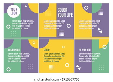 Colorful and Stylish Modern Puzzle Social Media Feed with Memphis Pattern Style.
