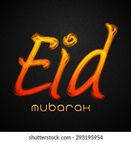 Farbiger stylischer Text Eid Mubarak auf kreativem, schwarzem Hintergrund für die Musik-Community Festival-Feier.