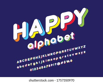 colorful stylized alphabet design with uppercase, lowercase, numbers and symbols