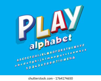colorful stylized alphabet design with uppercase, lowercase, numbers and symbols