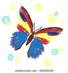 Colorful stylized butterfly isolated on white. Vector illustration. 