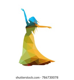 The colorful stylized dancer's pose elegant. Vector design elements. Creativity stock illustration.