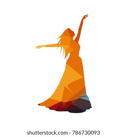 The colorful stylized dancer's pose elegant. Vector design elements. Creativity stock illustration.