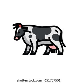 Colorful stylized drawing of going motley cow