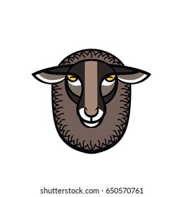 Colorful stylized drawing head of sheep