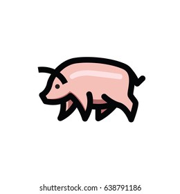 Colorful stylized drawing of pig swine - for icon or sign template