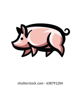 Colorful stylized drawing of pig swine - for icon or sign template