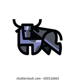 Colorful stylized drawing of stand bull or cow - for modern icon or sign template