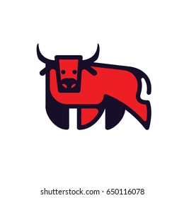 Colorful stylized drawing of stand powerful bull