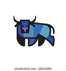 Colorful stylized drawing of stand powerful bull