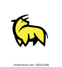 Colorful stylized drawing of stand powerful golden bull