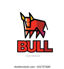 Colorful stylized drawing of stand powerful bull