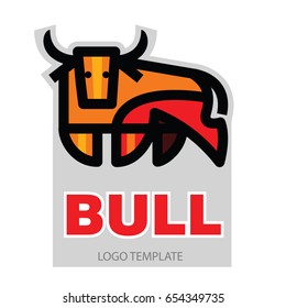 Colorful stylized drawing of stand powerful bull