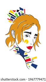 Colorful stylized fashion woman portrait 