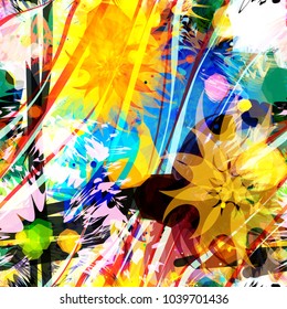 Colorful stylized floral pattern. Bright seamless texture.  Abstract vector background for web page, banners backdrop, fabric, home decor, wrapping