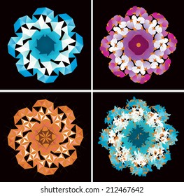 Colorful stylized flowers, vector set