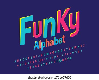 Colorful stylized font and alphabet