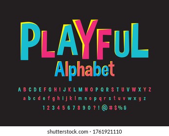 Colorful stylized font and alphabet