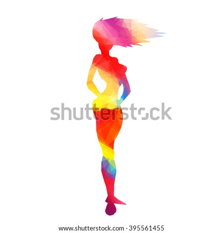 colorful stylized girl pose drawing made stock vector royalty free