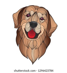 colorful stylized golden retriever dog head - vector