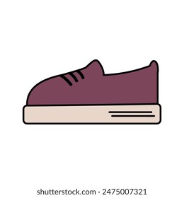 Colorful Stylized lace up sneaker on flat sole in minimalistic style Sticker, icon, label concept