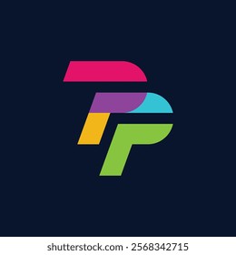 A colorful, stylized letter 'P' logo composed of overlapping segments in pink, purple, blue, yellow, and green