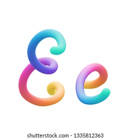 Colorful stylized rainbow alphabet, letter E vector illustration