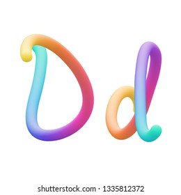 Colorful stylized rainbow alphabet, letter D vector illustration