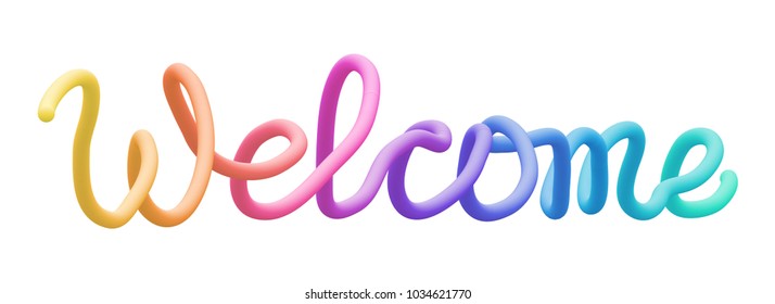 Colorful stylized rainbow lettering inscription 'Welcome' vector illustration