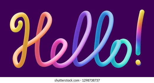 Colorful stylized rainbow lettering inscription 'Hello' vector illustration