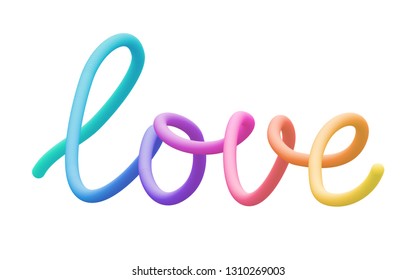 Colorful stylized rainbow lettering inscription 'love' vector illustration