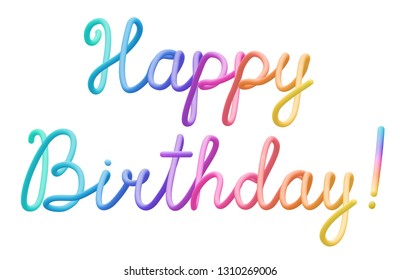 Colorful stylized rainbow lettering inscription 'Happy Birthday' vector illustration