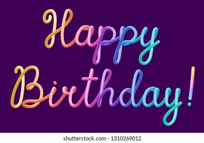 Colorful stylized rainbow lettering inscription 'Happy Birthday' vector illustration