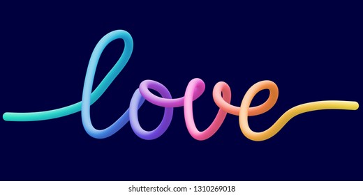 Colorful stylized rainbow lettering inscription 'love' vector illustration