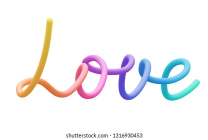 Colorful stylized rainbow lettering inscription 'love' vector illustration