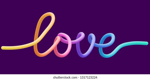 Colorful stylized rainbow lettering inscription 'love' vector illustration