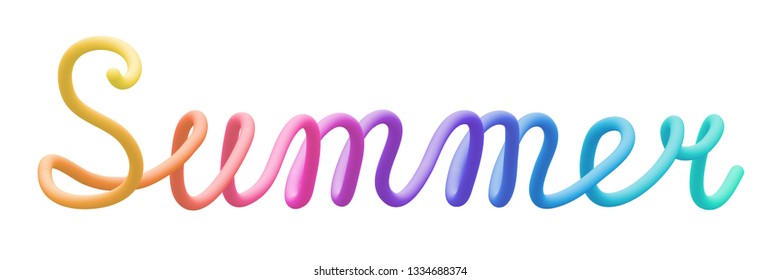 Colorful stylized rainbow lettering inscription 'Summer' vector illustration