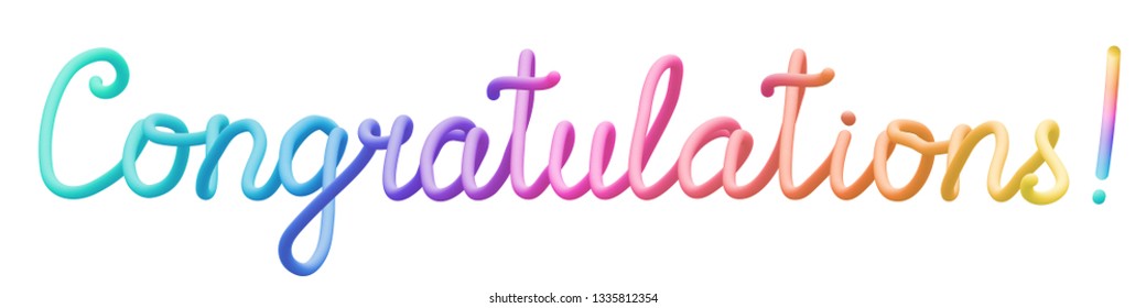 Colorful stylized rainbow lettering inscription 'Congratulations' vector illustration