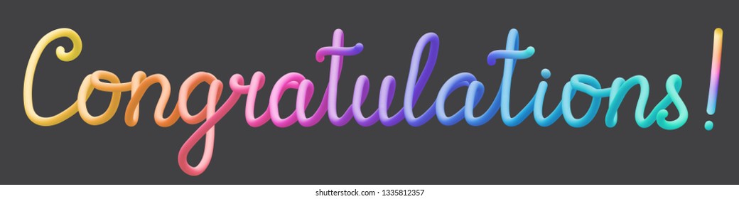 Colorful Stylized Rainbow Lettering Inscription Congratulations Stock 