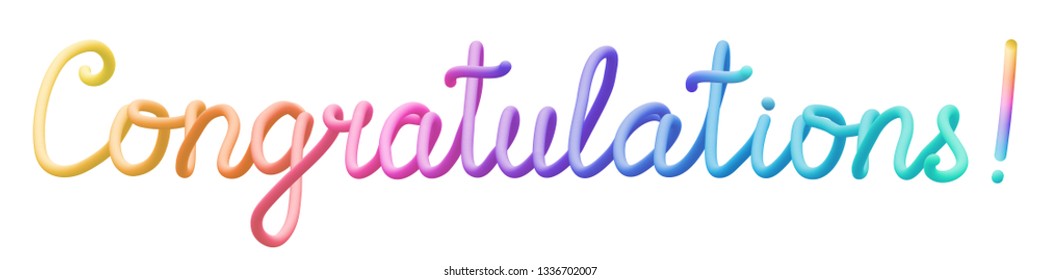 Colorful Stylized Rainbow Lettering Inscription Congratulations Stock ...