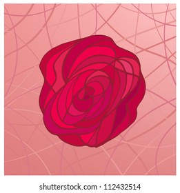 Colorful stylized rose illustration. Subdued vintage tints