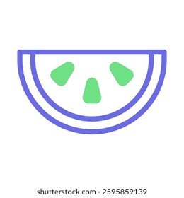 A colorful, stylized slice of watermelon illustration. Perfect for summer, health, and food-related projects.