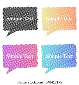 Colorful stylized speech bubbles. Vector illustration. Hatching design.