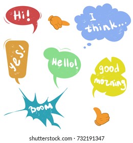 Colorful stylized speech bubbles. Vector illustration.