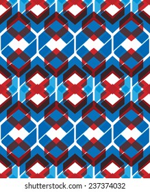 Colorful stylized symmetric endless pattern, transparent continuous creative artificial composition, geometric motif background with overlapping figures. Visual effect, op art.