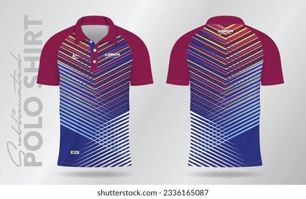 colorful sublimation Polo Shirt mockup template design for badminton jersey, tennis, soccer, football or sport uniform