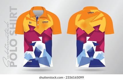 colorful sublimation Polo Shirt mockup template design for badminton jersey, tennis, soccer, football or sport uniform